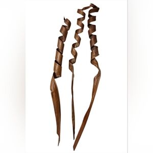 3 DECORATIVE ARTIFICIAL WOOD SPIRAL BROWN STANDING RIBBON  PIECES